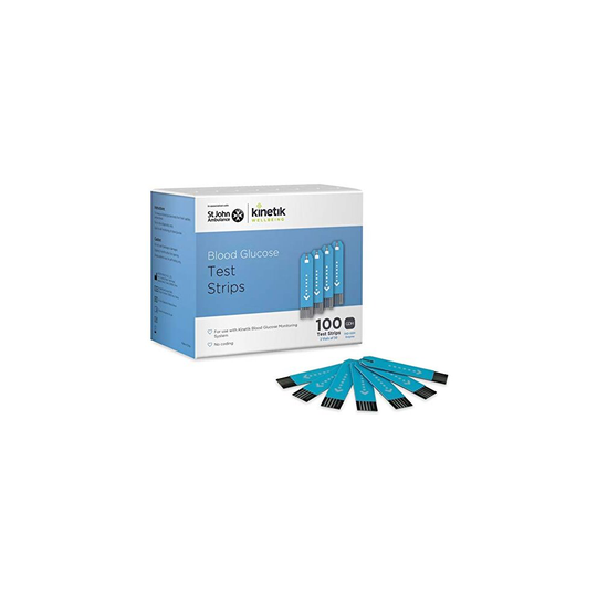 Kinetik Wellbeing Blood Glucose Test Strips (Pack of 100) - In Association with St John Ambulance - Test Strips available on NHS Prescriptions