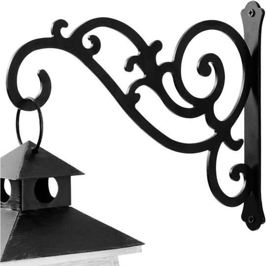 1 Piece 11 Inch Iron Plant Holder Wall Decorative Outdoor Metal Hanging Plant Stand Hook for Basket Planter Bird Feeder Windchime Lantern, Black