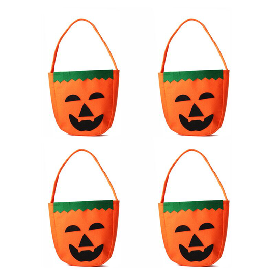 Sun Flowergb - 4pcs Halloween Trick or Treat Bag, Pumpkin Candy Tote Bucket Multipurpose Portable Foldable Reusable Candy Bucket - Best Halloween