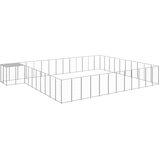Dog Kennel Silver 37.51 m² Steel Vidaxl Silver