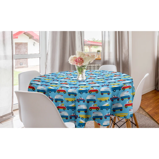 Calynne Puppy in Cars Traffic Jam Surfboard Beach Road Tablecloth