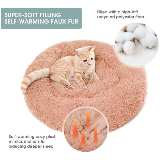 (60cm) Dogs Cat Bed Large Fur Donut Cuddler Round Pet Bed