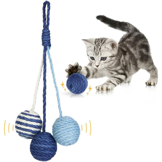 Cat Toy Sisal Ball Cat Toy Indoor Cat Interactive Cat Scratcher with Rope for Kittens Cat Pet Play Chew - Cat Birthday Gift