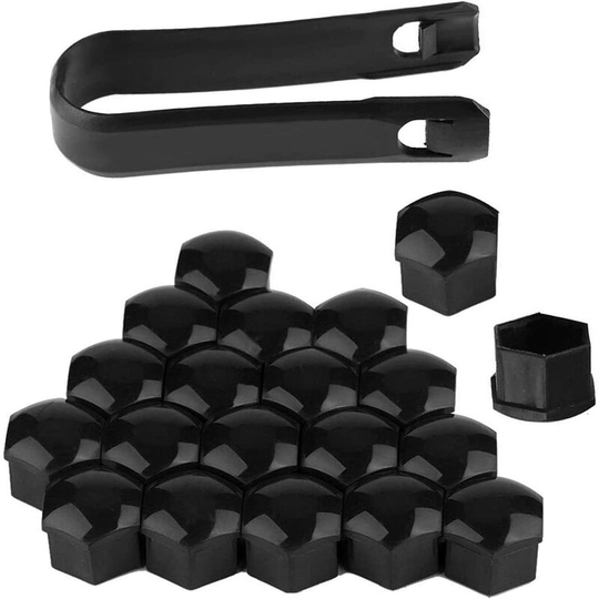LangRay 19mm Nut Cover 20 Pieces Wheel Nut Cap Wheel Bolt Caps Universal Tire Nut Covers Bolt Nut Covers with Removal Tool for Cars Black