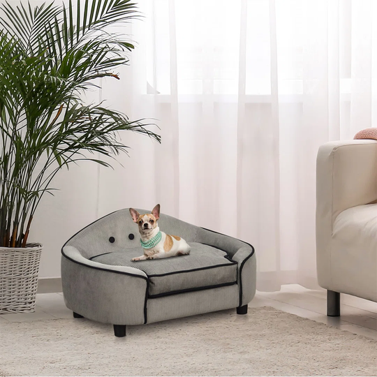 Nolin Elevated Plush Dog Bed in Grey