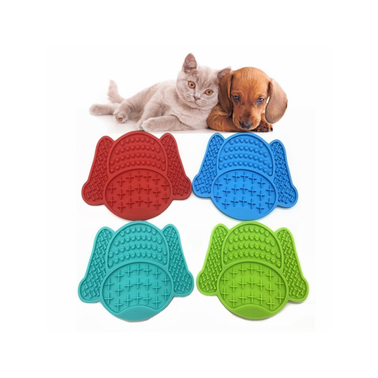 (Green) Non-Slip Silicone Dog Lick Pad Pet Food Feeder Bowl Puppy Cat Lick Mat Healthy