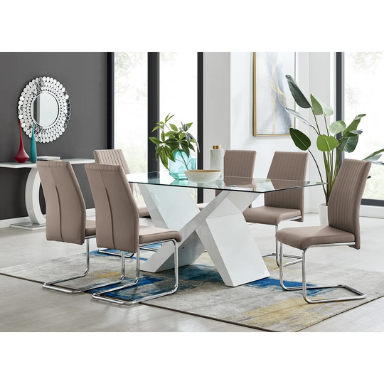 Torino Large Rectangular Dining Table And 6 Cappuccino Lorenzo Chairs