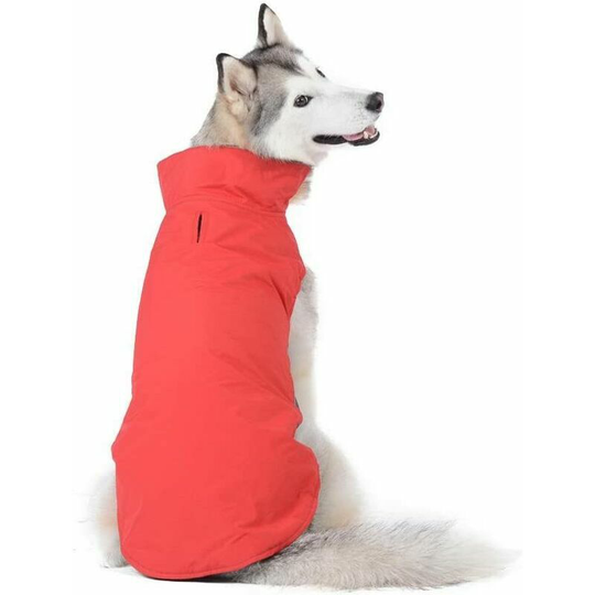 Echoo - Winter Waterproof Dog Coat with Leash Belly Hole Protect Puppy Pet Vest Clothes Lightweight Non-Woven Velcro Jacket for Medium Large Dogs,