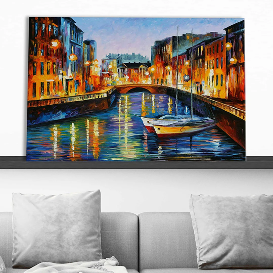 Evening River by Leonid Afremov - Wrapped Canvas Painting Print