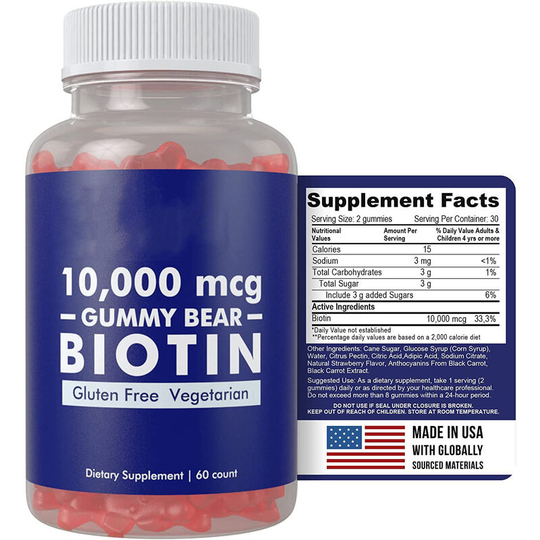 Beauty Food Supplement - Hair Growth Gummies - Natural and Vegan Flavor - Fruit Gummies - Hair, Nails and Skin Vitamin - With Biotin - The Miraculous