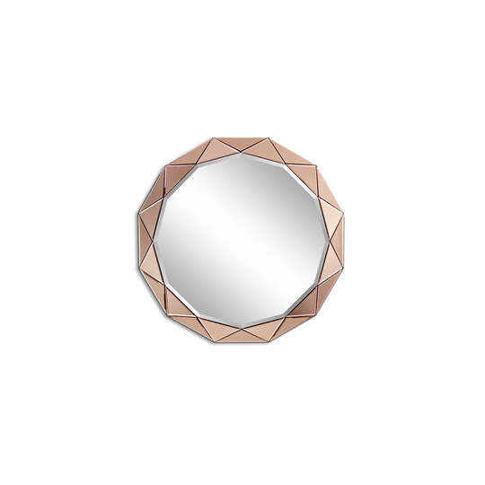 Polonius Round Glass Framed Wall Mounted Accent Mirror in Gold