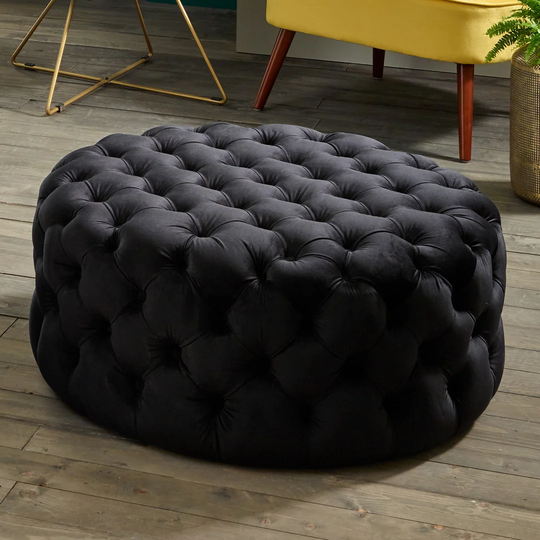 Ailith 90Cm Wide Velvet Round Pouffe Ottoman