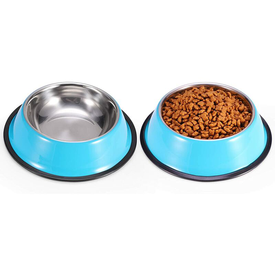 Stainless Steel Dog Bowls, Food and Water Non Slip Anti Skid Stackable Pet Puppy Dishes for Small, Medium and Large Dogs,blue,1.5 cup (2 Pack)