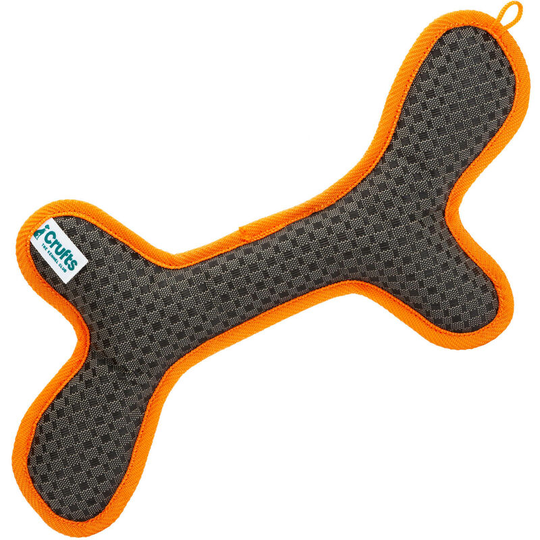 Vfm/ Crufts Bone Shaped Dog Toy, Tough Toy with Squeaker- Orange and Grey (Size: 48.5cm x 19cm x 5cm)