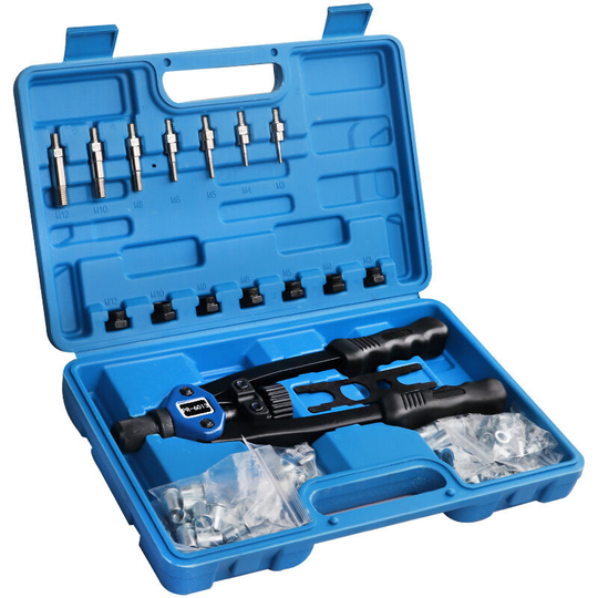 Thsinde - 110 Piece Hand Rivet Nut Tool Riveting Tool Set Rivet Nut Installation Kit with 100PiecAssorteM3/M4/M5/M6/M8/M10/M12 Metric Mandrels and