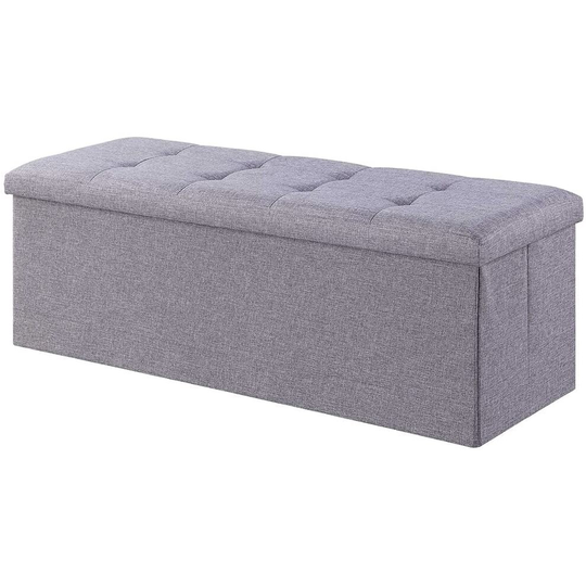Home Treats Folding Ottoman Storage Box | Fabric Ottoman Chest and Footstool | Ideal for Toy Box, Bed End, Shoe Bench, Hallway, S