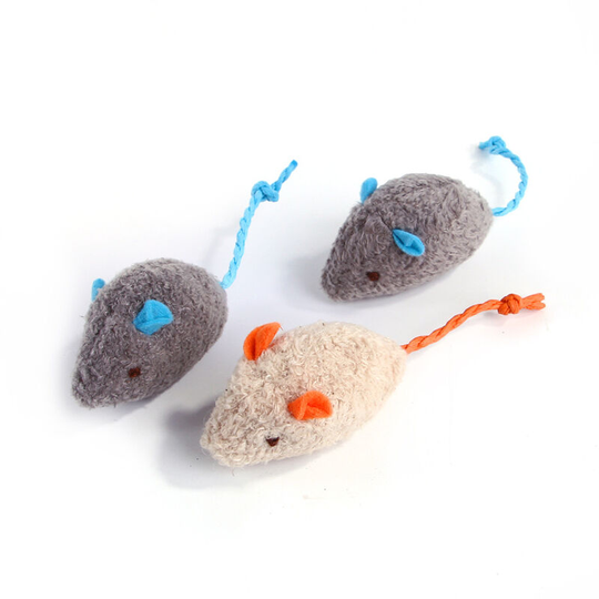 Pet Cat Toy Plush Cat, Mint Mouse, Cute Modeling Cat, Interactive Pet Toy (2 Blue, 1 Orange)