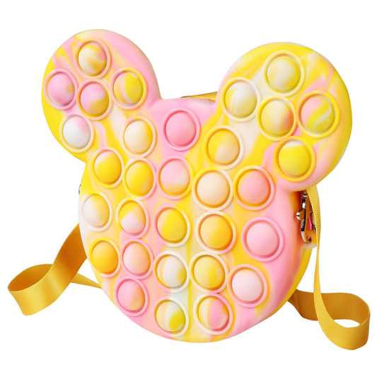 (Yellow) Mickey Mouse Pop It Shoulder Bag Wallet Kids Purse Push Bubble Stress Reliever