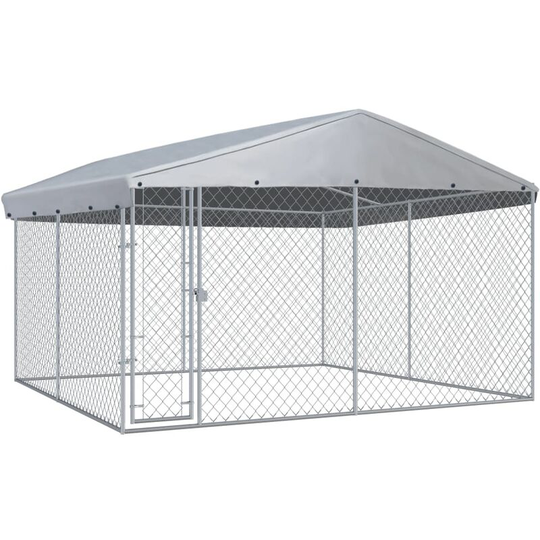 Topdeal - Outdoor Dog Kennel with Roof 382x382x225 cm VDFF06398_UK