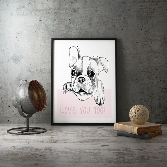 Love Puppy Animal Nursery Canvas Wall Art - Art Prints on Canvas