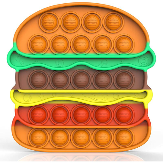 Push Bubble Sensory Fidget Toy, Silicone Anti-Stress Sensory Squeeze Autism Special Needs Educational Toys Silent Classroom(Hamburger)