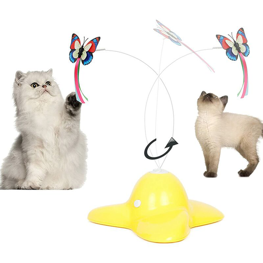 Indoor Interactive Cat Toy with 360° Rotating Butterfly Yellow