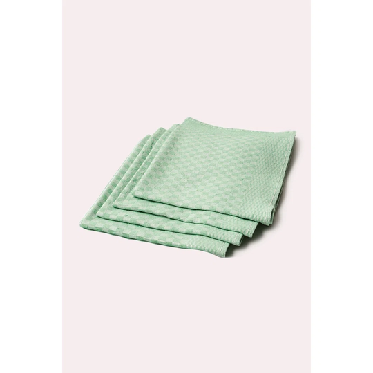 Multi Color Chequered Kitchen Napkin Tea Towel Set Of 4 - Green & White