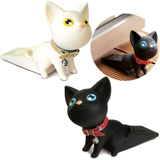 Perle Rare - Door Stopper - Kids Door Wedge - Non-Slip Anti-Scratch Safety Door Protector Works On All Floor Surfaces (Black & White)