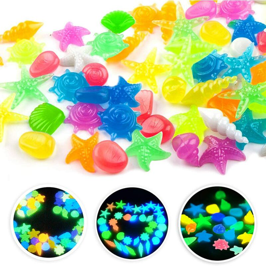 Betterlifegb - 100pcs Bright Stone, Cailloux Aquarium, Bright Cailloux Artificial Pebble Stones Decorative Stones In The Night for Outdoor Garden