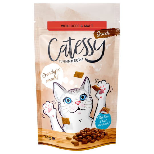 Catessy Crunchy Snacks 65g - Anti-Hairball with Beef & Malt