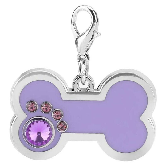 Pet ID Tags, Alloy Personalized Dog Tags Cat Tags Blanks Tags Dog Bone Charm Pet Pendant for DIY Necklace Making (Purple)