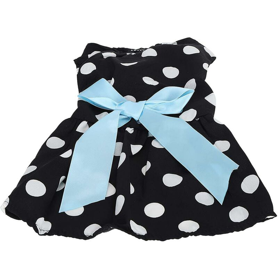 Dot Bow Dog Dress Vest Puppy Bow Sleeveless Skirt Pet Costume Party Birthday (black m) - Thsinde