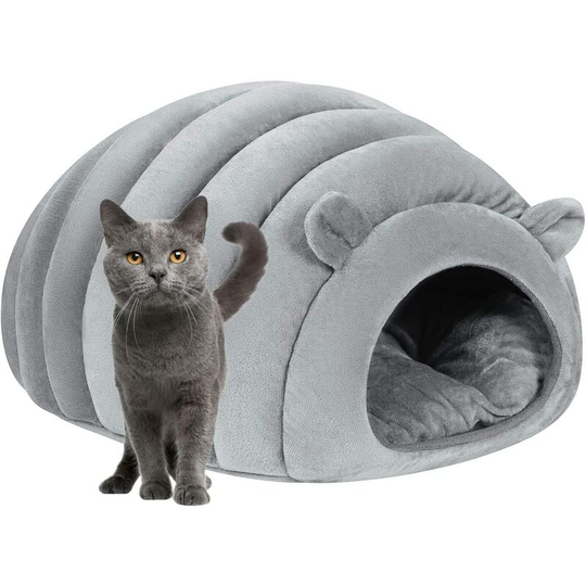 Warm Cat House Soft Dome Cave Kitten Bed Kennel Cozy Dog Basket Bed Indoor Pet Nest Sleeping Bag with Removable Pillow for Puppy Small Animals