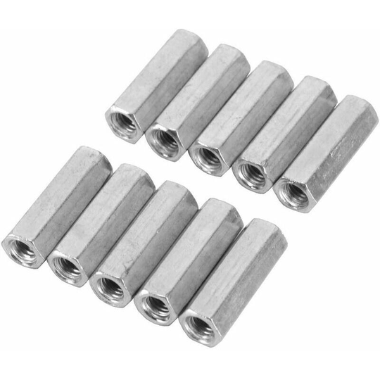 10pcs Long Rod Nut Hex Nut with Hexagonal Socket Threaded Remote Fasteners (M6 * 30)