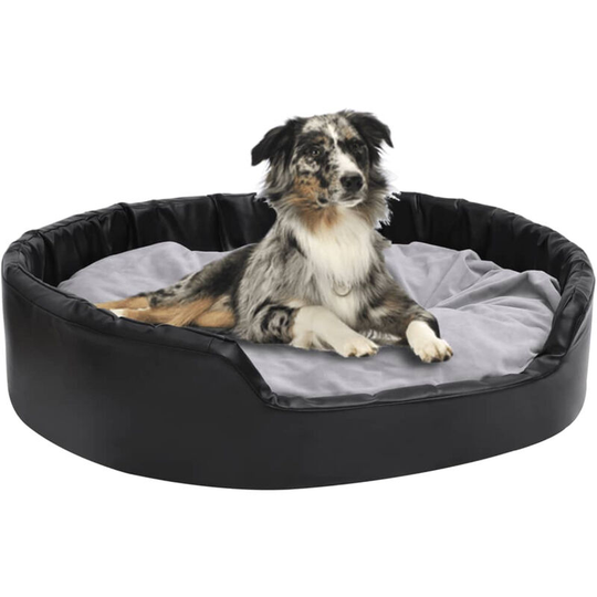 Dog Bed Black and Grey 99x89x21 cm Plush and Faux Leather