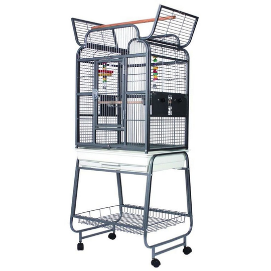Parrot Cage Open Top Antique On Stand On Wheels