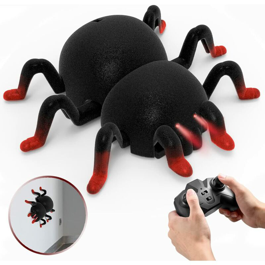 Ilovemilan - Toys for Boys Ages 6+ Halloween Birthday Gifts, 2 in 1 Wall-Mounted Remote Control Climbing Spider Stunt Car with led Eyes, Party Joke