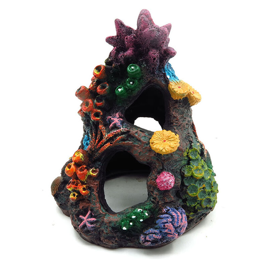 Aquarium Decorations Resin Coral Rock Mountain Cave Fish Tank Decor Ornaments Fish House for Betta Rest Hide Play Breed