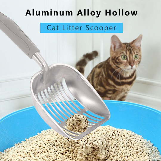 Aluminum Alloy Hollow Cat Litter Scooper Litter Shovel Sifter with Long Handle Pet Poop Scooper Shovel Pet Cleaning Supplies Tools
