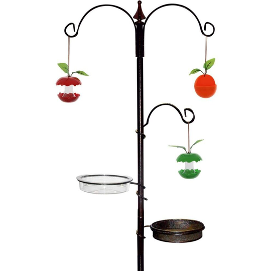 Garden Wild Bird Feeding Station with Water Bath Table Seed Tray Hanging Feeders