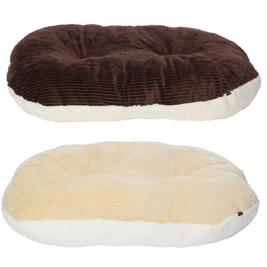 (Brown, Small) Chester Oval Fleece Dog Bed