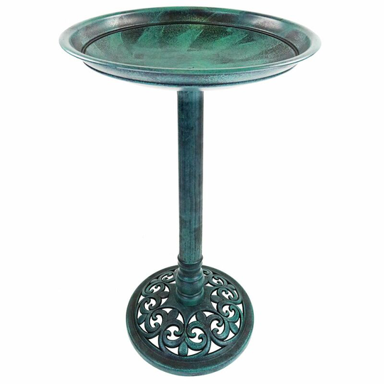 Traditional Ornamental Garden Pedestal Bird Bath Outdoor Water - Oypla