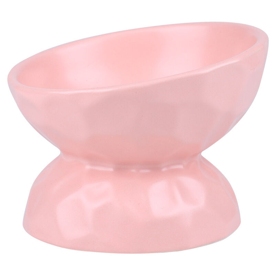 Cat Bowl Double Cat Bowl Ceramic Raised Cat Bowl - Anti Vomiting Tilted Water Bowl and Food Bowl - Cat and Small Dog Bowls with Non-Slip