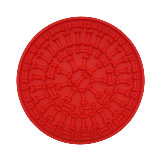 (red) Silicone Dog Treat Mat Slow Food Pad Dog Grooming Training Lick Pad