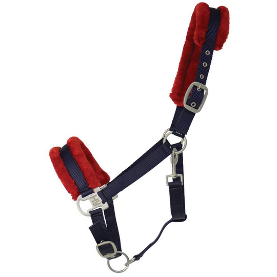 Two Tone Faux Fur Head Collar (Full) (Navy/Red) - Navy/Red - HY