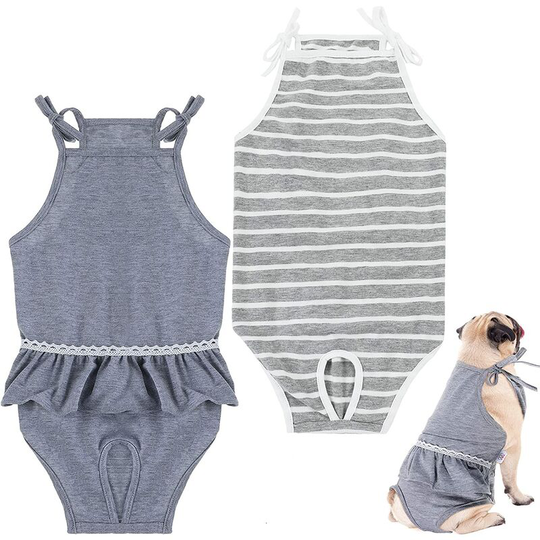 2 Pieces Dog Diapers Female Dog Sanitary Pantie with Adjustable Suspender Washable Dog Pants for Girl Dogs (l)
