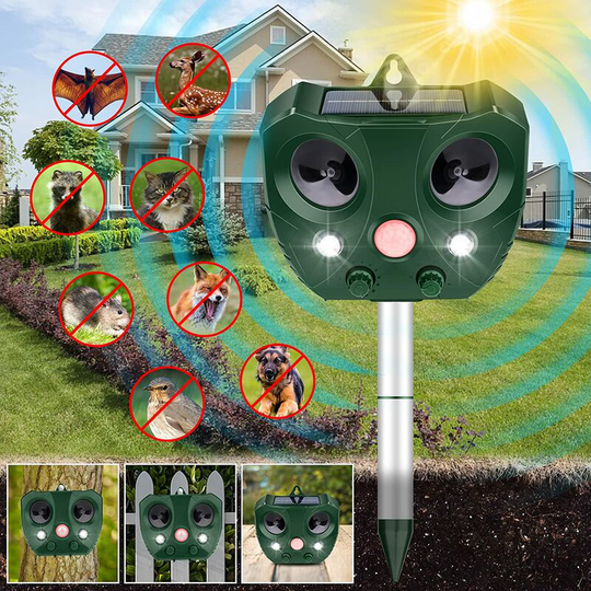 Benobby Kids - Animal Repeller Ultrasonic, Solar Pest Animal Repellent, Outdoor Animal Deterrent Devices with Motion Sensor and Flashing Lights, 5