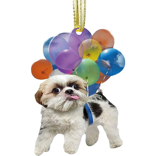 Car Rearview Mirror Pendant, Colorful Ball Car Hanging Dog Ornament, Funny and Cute Dog Car Decoration, Interior Car Ornament Car Rearview Mirror