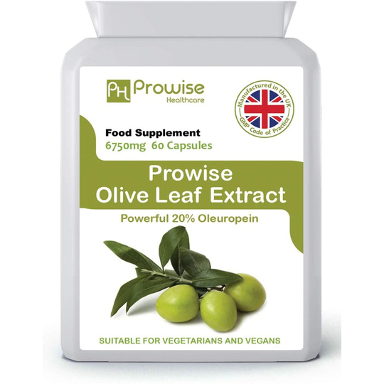 Olive Leaf Extract 6750mg 60 Capsules, Manufactured in The UK to GMP Code of Practice, Suitable for Vegetarians and Vegans