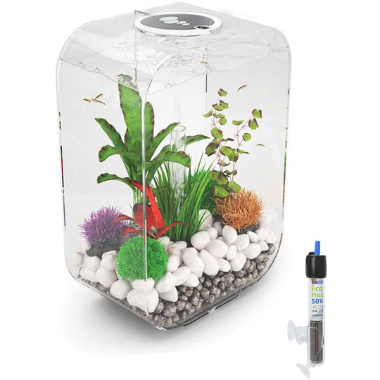 Biorb - life 45L Clear Aquarium Fish Tank with Multi Colour led Lighting and Heater Pack